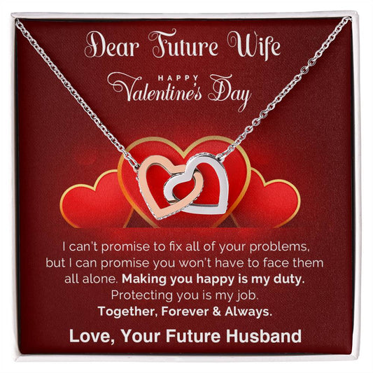 To My Future Wife - Valentine's Day Gift - Interlocking Hearts Necklace