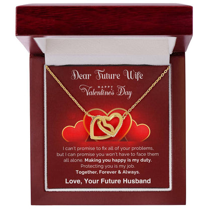 To My Future Wife - Valentine's Day Gift - Interlocking Hearts Necklace