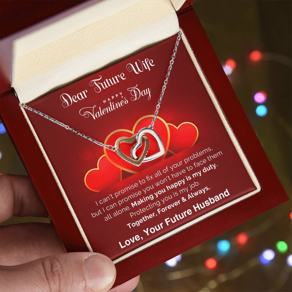 To My Future Wife - Valentine's Day Gift - Interlocking Hearts Necklace