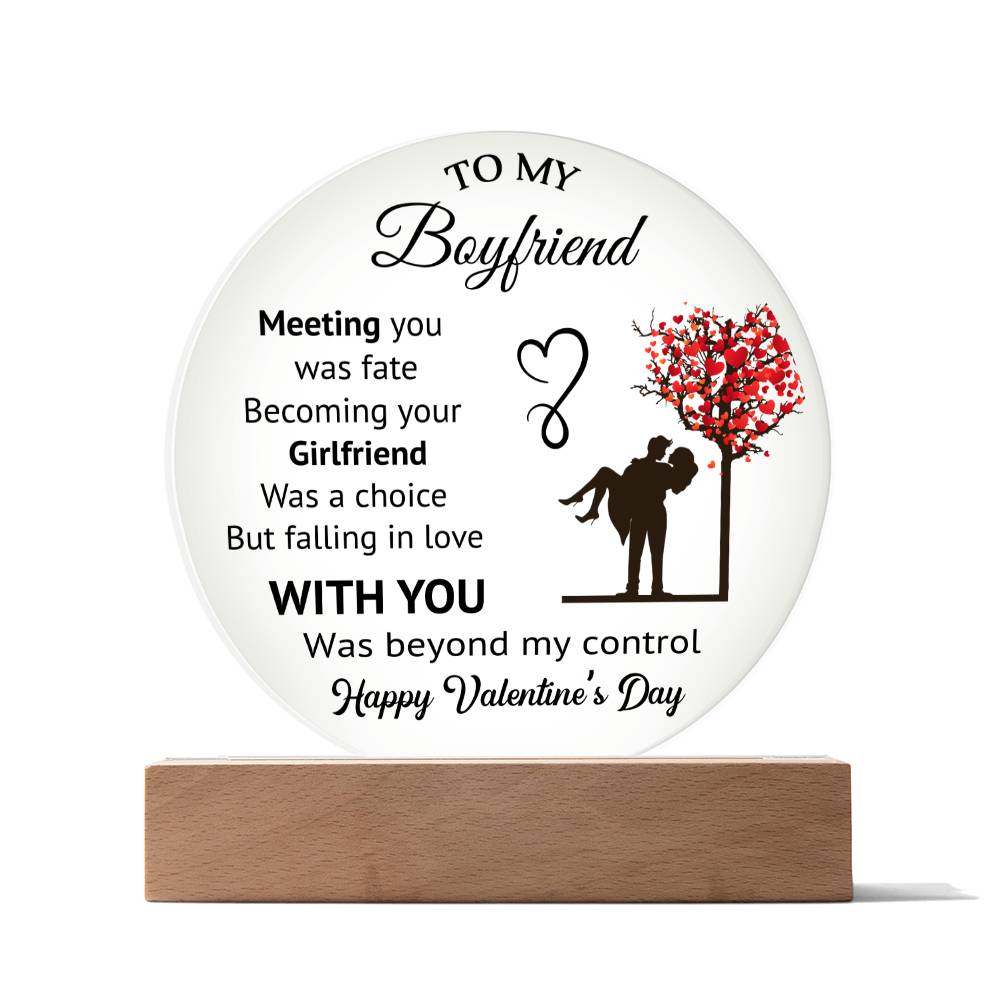 To My Boyfriend - Valentine's Day Gift - Acrylic Circle Plaque