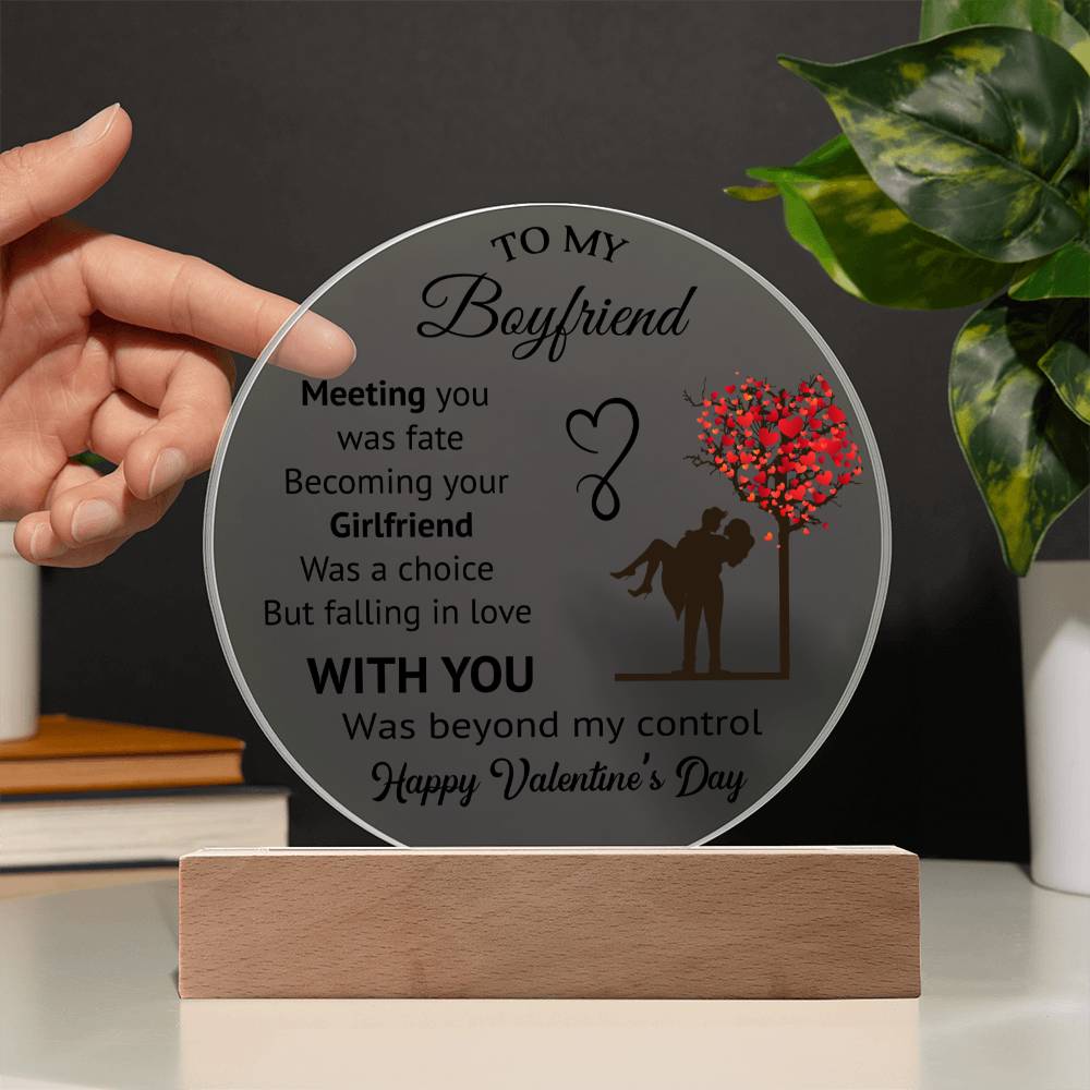 To My Boyfriend - Valentine's Day Gift - Acrylic Circle Plaque