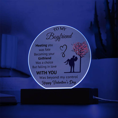 To My Boyfriend - Valentine's Day Gift - Acrylic Circle Plaque