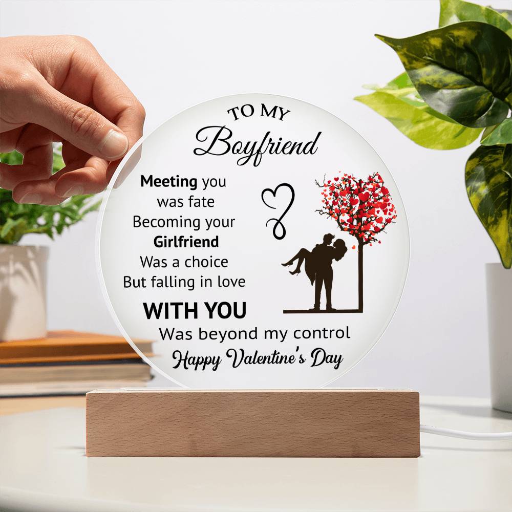 To My Boyfriend - Valentine's Day Gift - Acrylic Circle Plaque