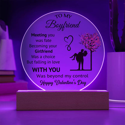 To My Boyfriend - Valentine's Day Gift - Acrylic Circle Plaque