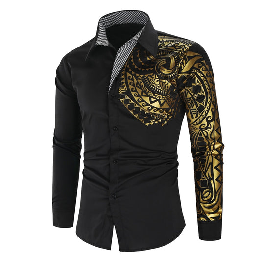 Luxury Gold Black Shirt Men